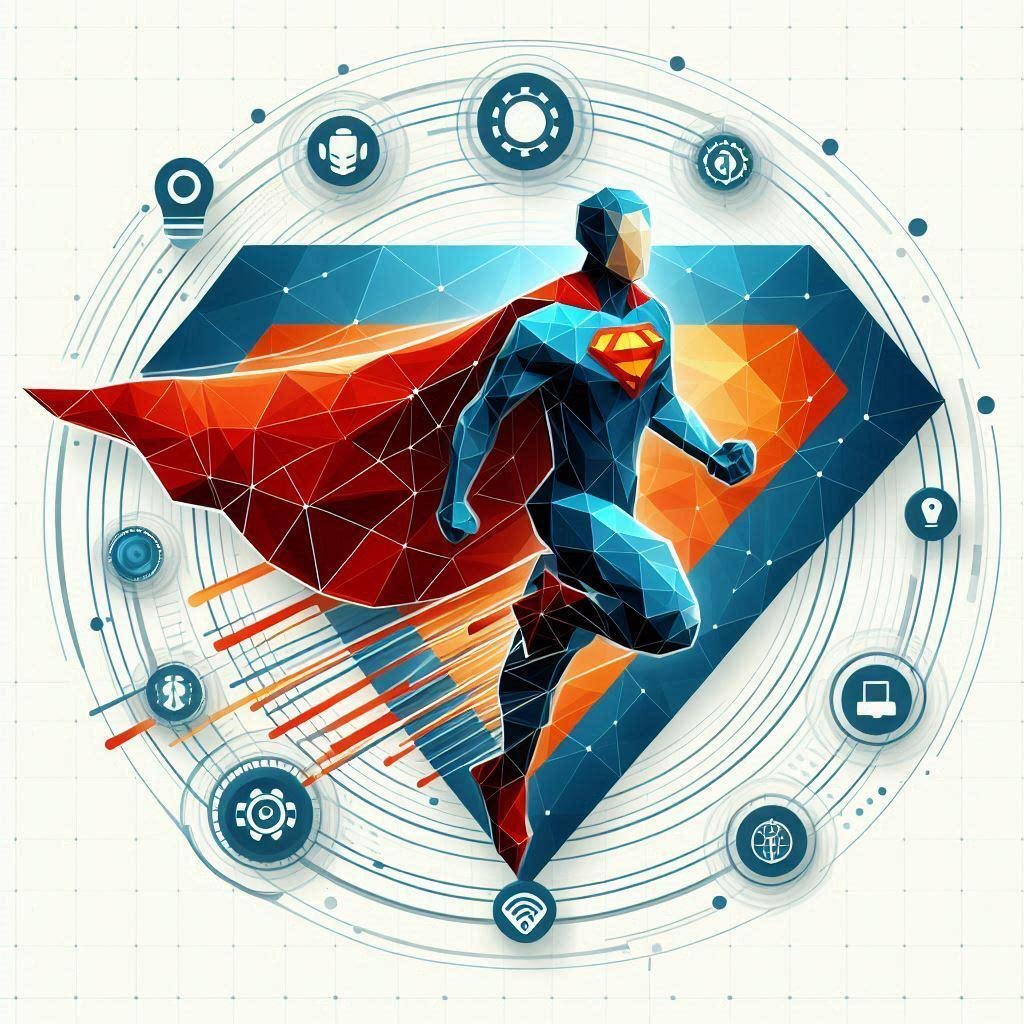 A digital superhero accelerating through a network